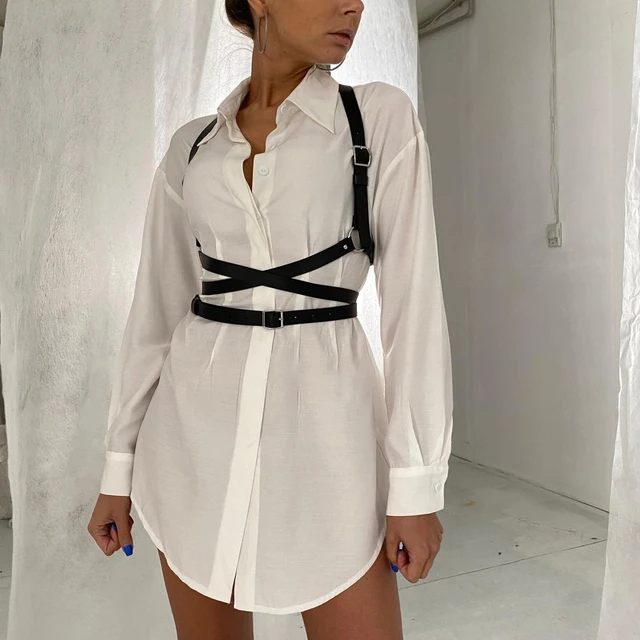 Espartilho cinto cintas de cintura PU couro arnês corpo Bondage Top cinto Punk Gothic roupas Rock Acessórios de moda para menina