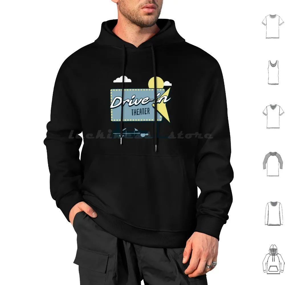 Retro Drive-In Design Hoodies Long Sleeve Drive In 1970s 70s 70s Pop Culture 80s Movies America American Drive In Movie