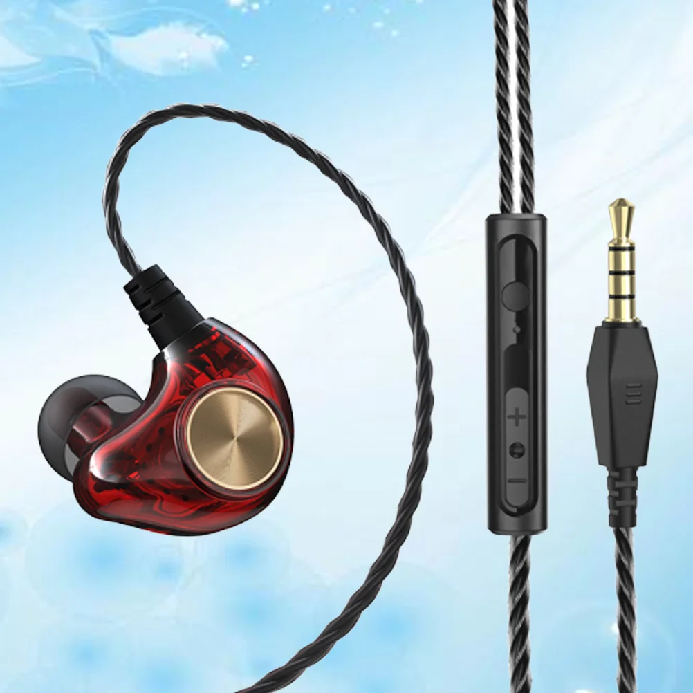 

In-Ear Earphone Red Transparent Shell Tangle-Free Cable Flexible Earhooks Workout Running Bass Earbuds Headset Subwoofer