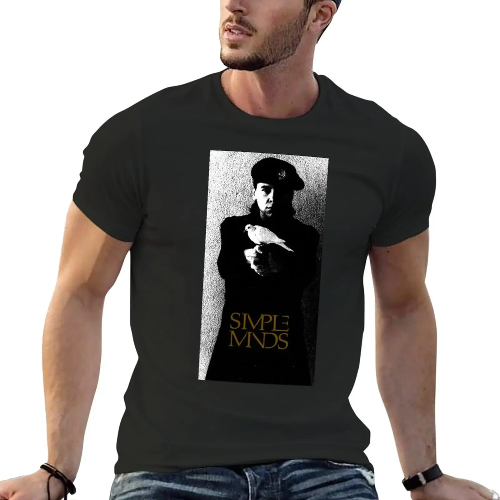 Simple Minds - Jim Kerr with Dove T-Shirt summer top cute clothes plus size tops mens cotton t shirts