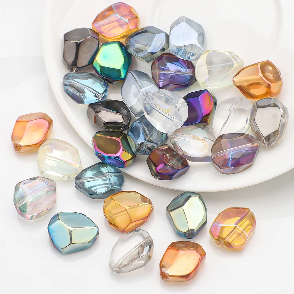 20pcs 12x16mm irregular-shaped cut glass beads pendant jewelry DIY Making Bracelets Necklaces Mobile Phone Chain Clothing Beads