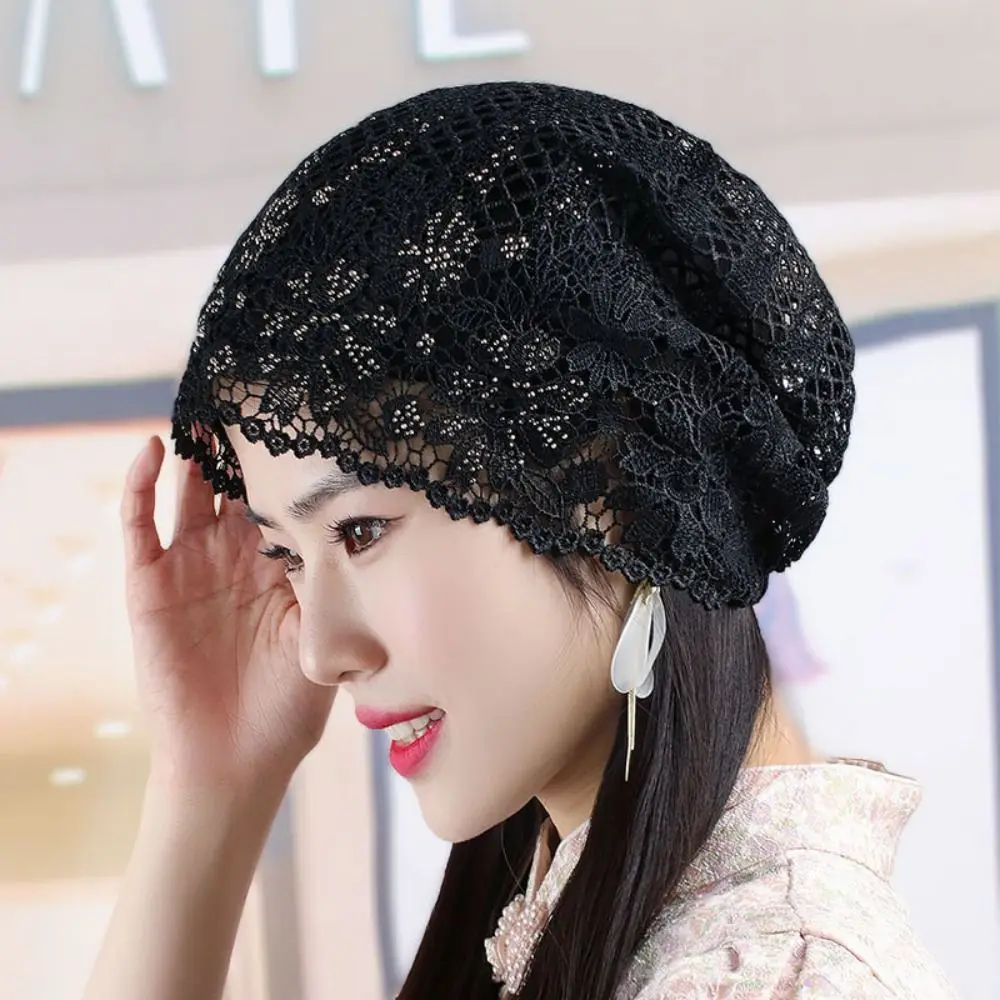 Flowers Lace Hat Breathable Hollowed Out Casual Beret Cap Summer Fashion Sun Visor Women