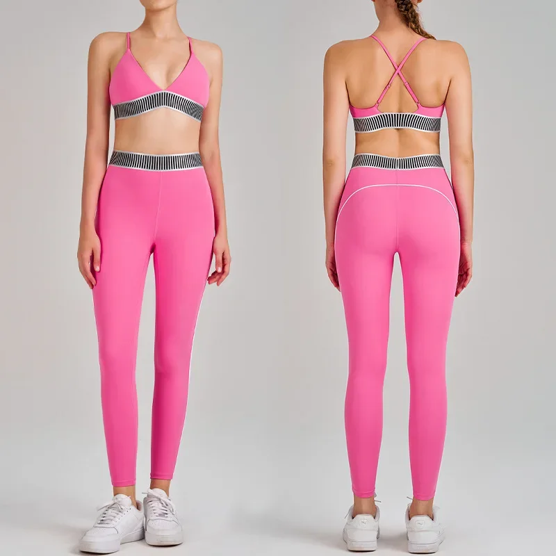 

Alo High Waist Yoga Suit Women's Running Sports Bra And Long Pants Set Backless Butt Lifting Compression Fitness Outfit