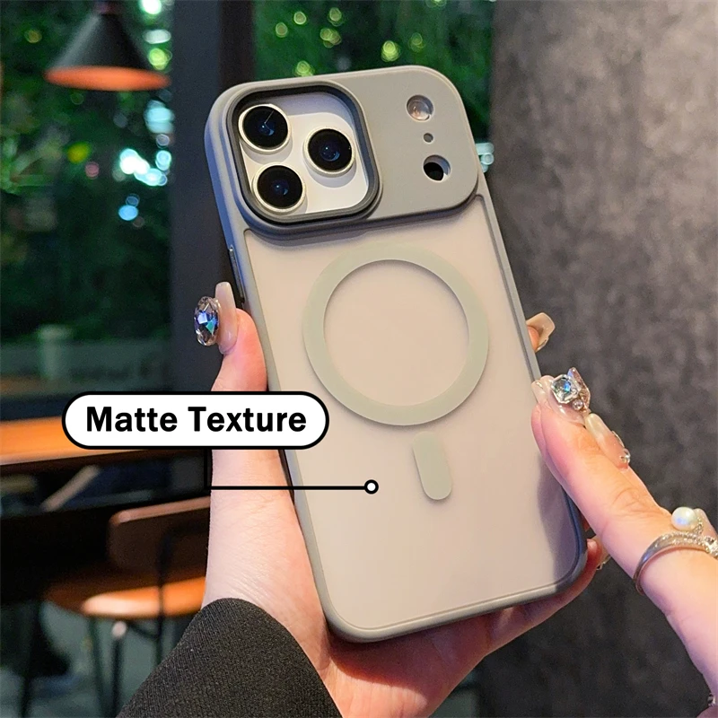 Matte transparente stoßfeste Rüstung Handyhülle für iPhone 11 12 13 14 15 Plus 16 17 Air Pro Max magnetisch für Magsafe Bumper Cover