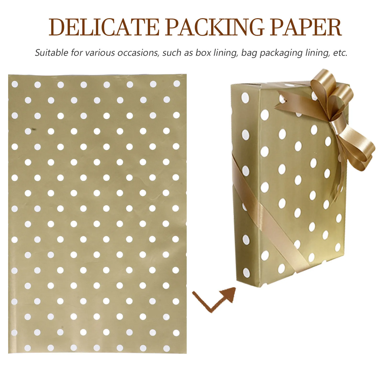 Luxury Gold Dot Wrapping Paper Roll Elegant Minimalist Design Aluminized Paper for Birthday Valentine Wedding Party Shower Gift