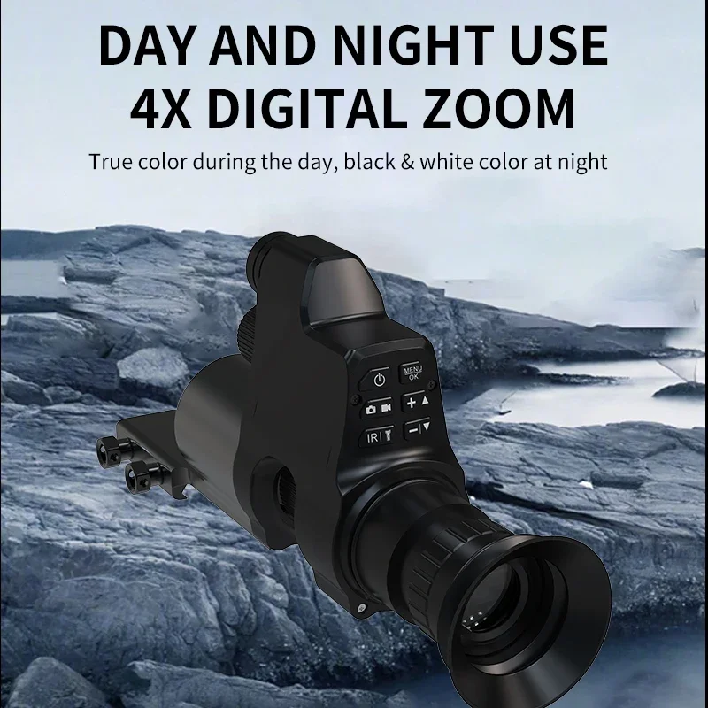 Monocular Night Vision Scope perangkat bulat, layar bulat 4X Zoom HD 1080P kamera Video berburu malam IR 300m semua hitam NV4B IP54