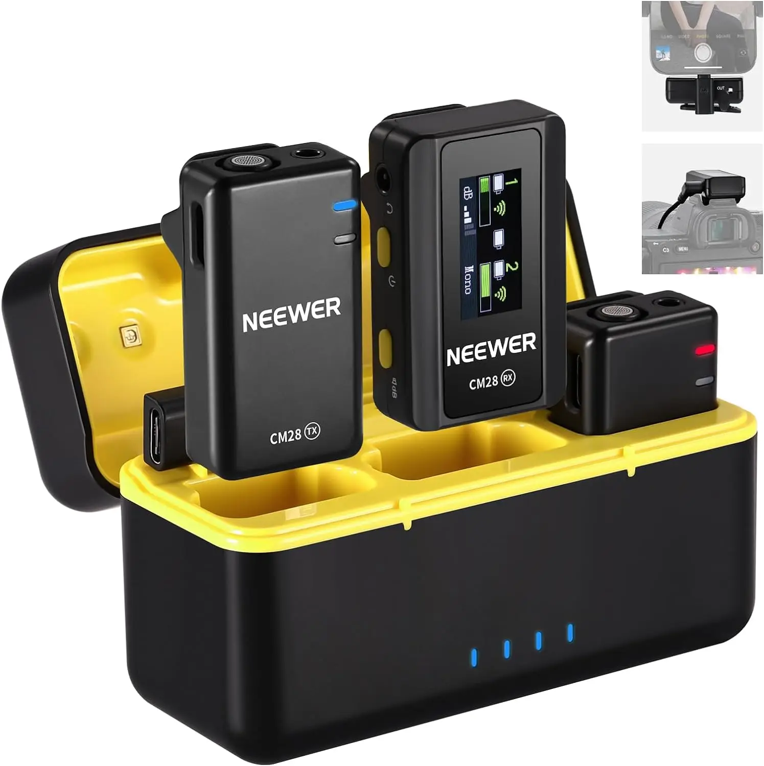 

Профессиональный беспроводной петличный микрофон Neewer CM28 с чехлом для зарядки, шумоподавлением на 1 клик, внутреннее хранилище 4 ГБ для