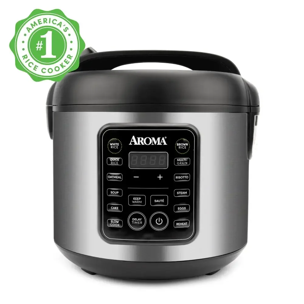 15-in-1 Digital Rice Cooker 20-Cup Cooked Steamer Slow Cooker Combo Perfect Rice Grains Oatmeal Risotto Soups BPA-Free Tray &