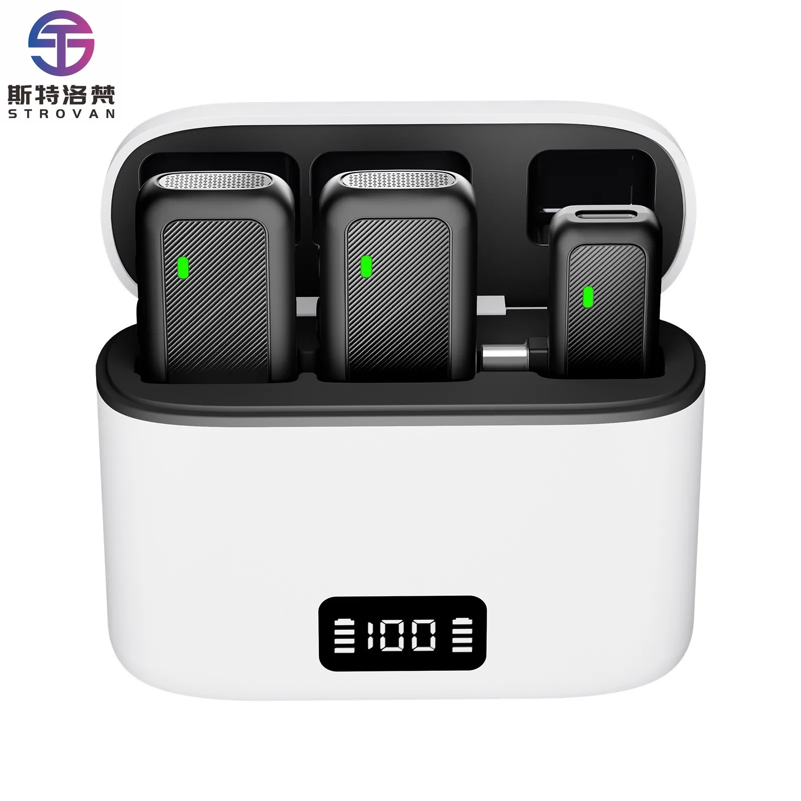 

Портативный беспроводной петличный микрофон, разъем типа C, чехол для батареи 2-в-1, живая интервью, шумоподавление на открытом воздухе