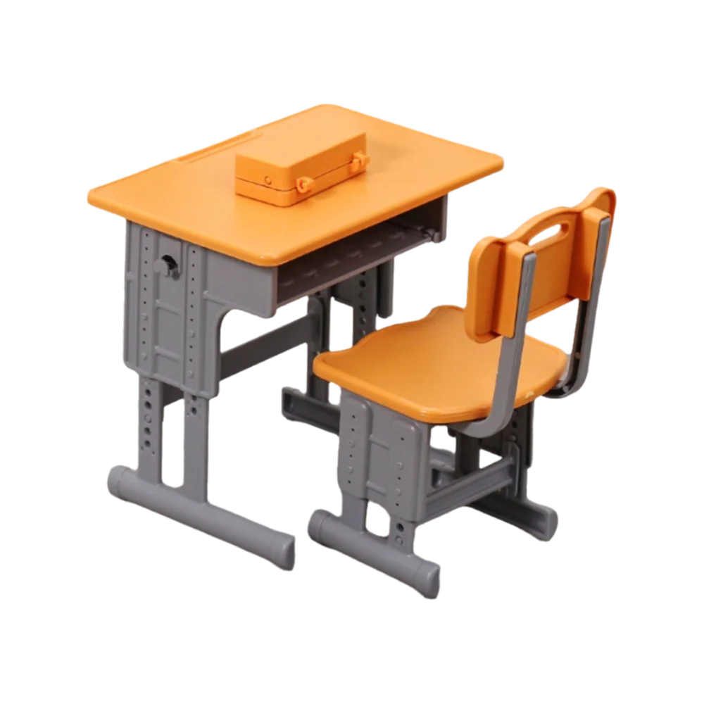 1set Chairs Furniture Model Simulated Dollhouse Desks Writing Study Model Miniature Miniature School Desks Pencil-box Model