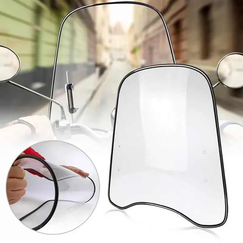 Universal Motorcycle Windshield 18 x 16.7inch Clear Large Windscreen For Motorcycles Electric Cars Scooters Wind Cold Deflector