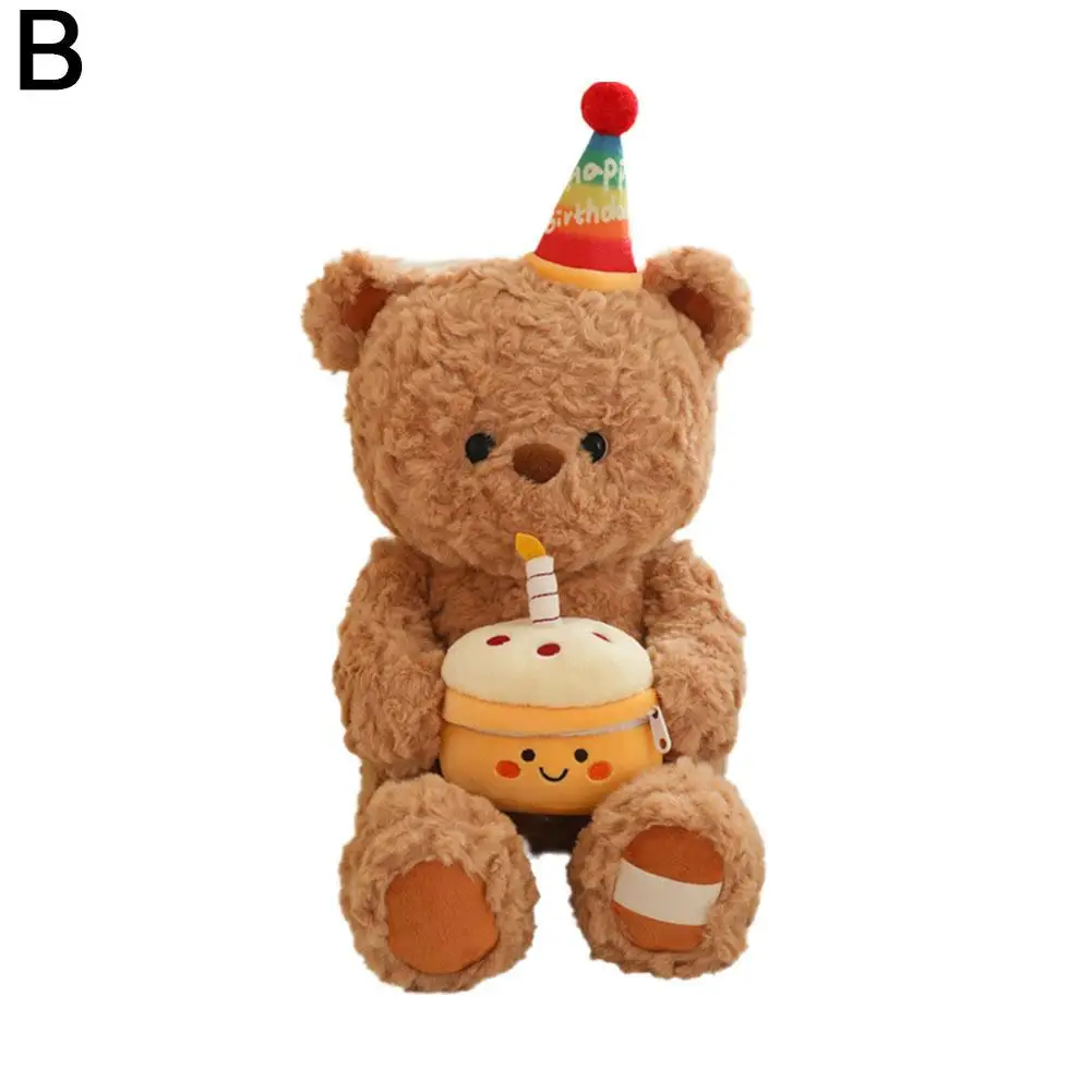 Geburtstags hut niedlichen Bären/Fuchs Puppe Puppe Kawaii Mädchen Geburtstags geschenk Super Kissen heißen Bären Plüsch Spielzeug Party Umarmung Kuchen 40cm kreative m5n7