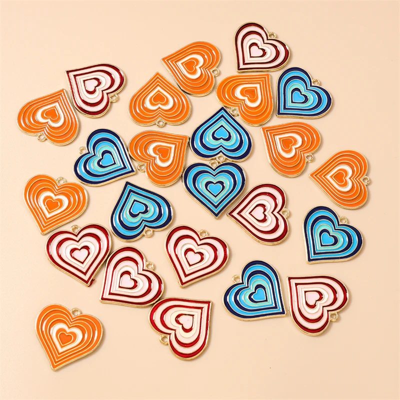 

20pcs 26x25mm Cute Enamel Love Heart Charms Pendants for Jewelry Making Earrings Necklaces Bracelets DIY Handmade Craft Supplies