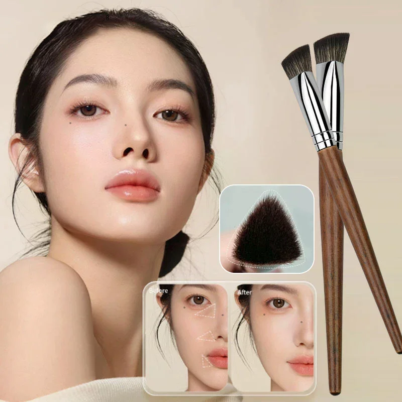 Manche en bois fond de teint correcteur brosse Triangle Premium Contour fard à joues pinceaux impeccable sous les yeux Dense visage maquillage brosse