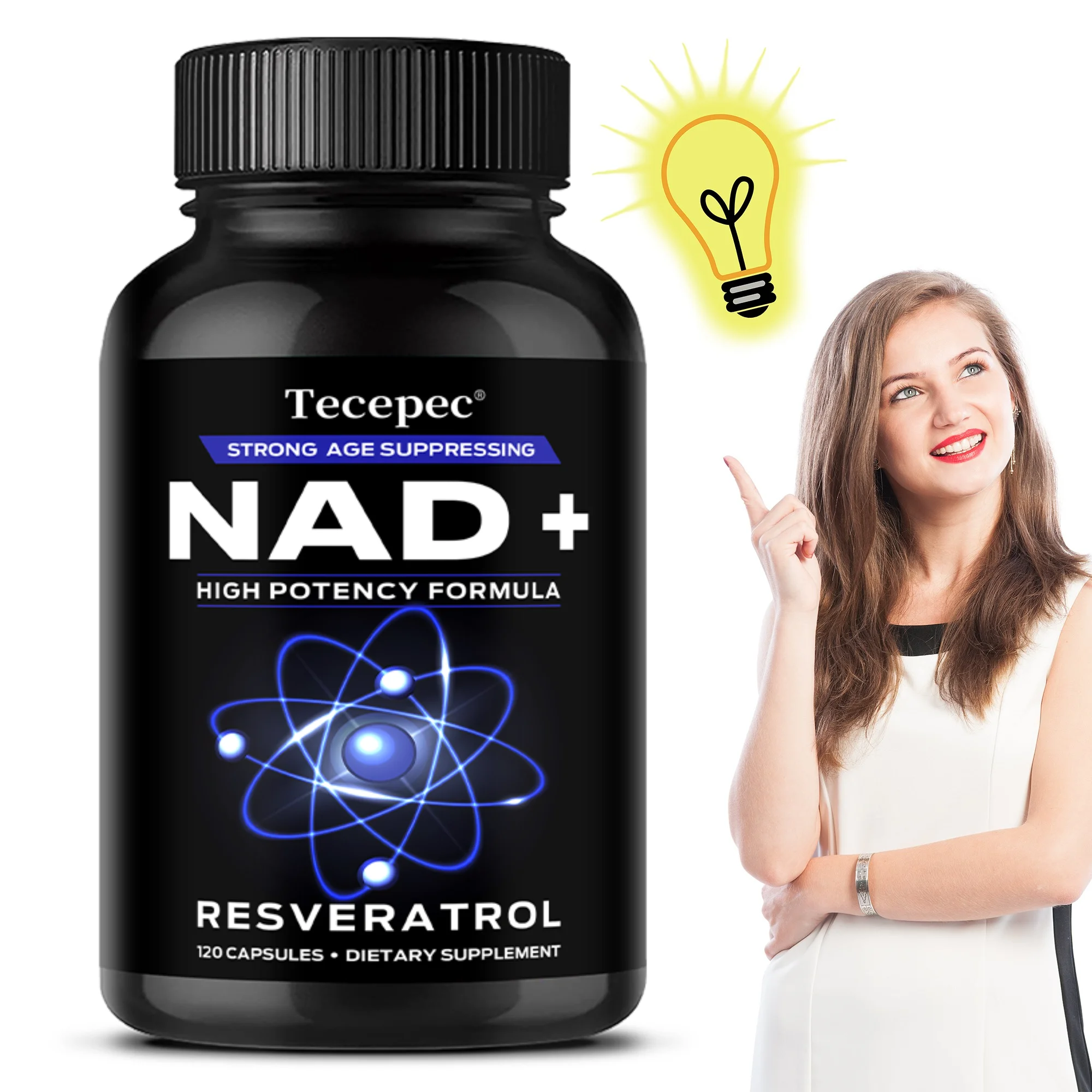 

NAD+ Complex Capsules with Resveratrol, Support Cellular Health, Brain Focus, Energy, Skin & Cardiovascular Wellness, Anti-Aging