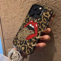 Hot Red Lip Leopard Print  Case for Xiaomi Redmi A1 A3 13C 9C 9T Note 8 9 9S 10 11 12 13 Pro K60 Ultra 4G 5G Shockproof Cover