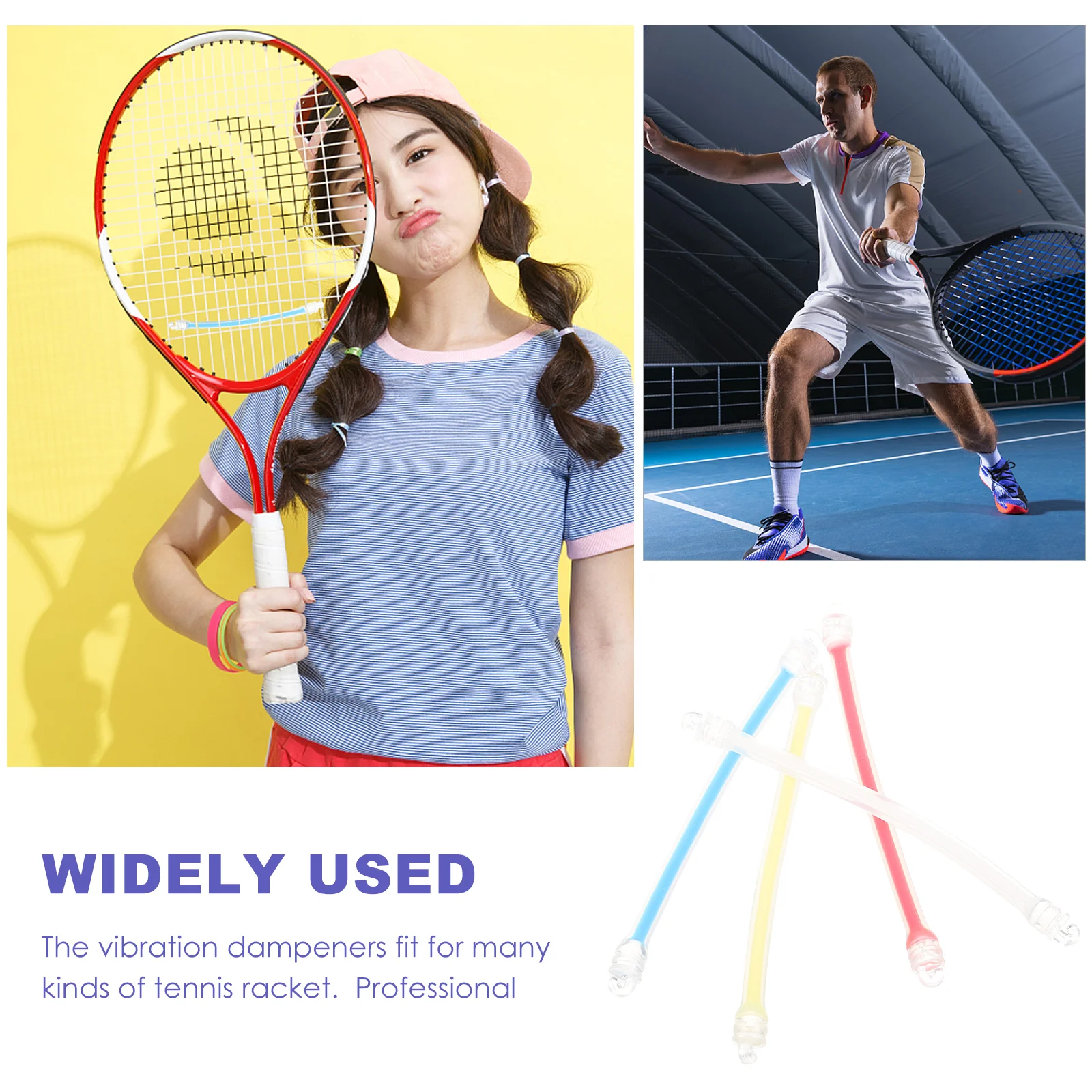 

4pcs Tennis Racket Shock Absorber Silicone Vibration Dampener Yellow Red Blue White Colors Practical Accessories Lightweight
