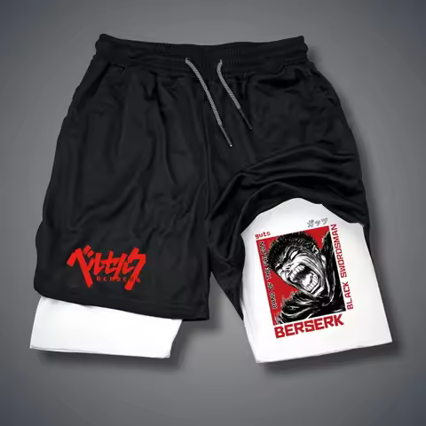 Summer Harajuku Print Men's Shorts Thin Breathable Sportswear Shorts Double-deck Running Short Pants Streetwear Y2K Sportpants