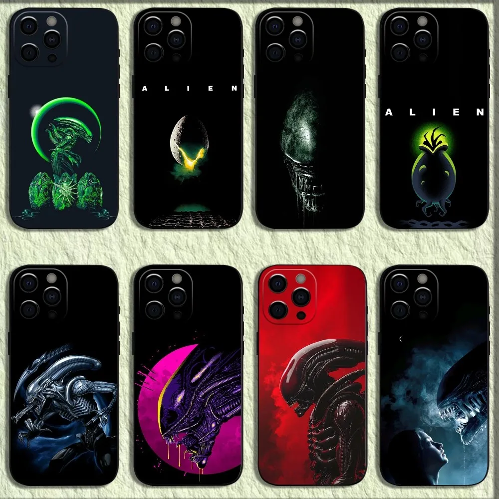 Movie A-Alien X-Xenomorph Phone Case For iPhone 16,15,14,13,12,11,Pro,X,XS,Max,XR,Plus,Mini Soft Black Cover