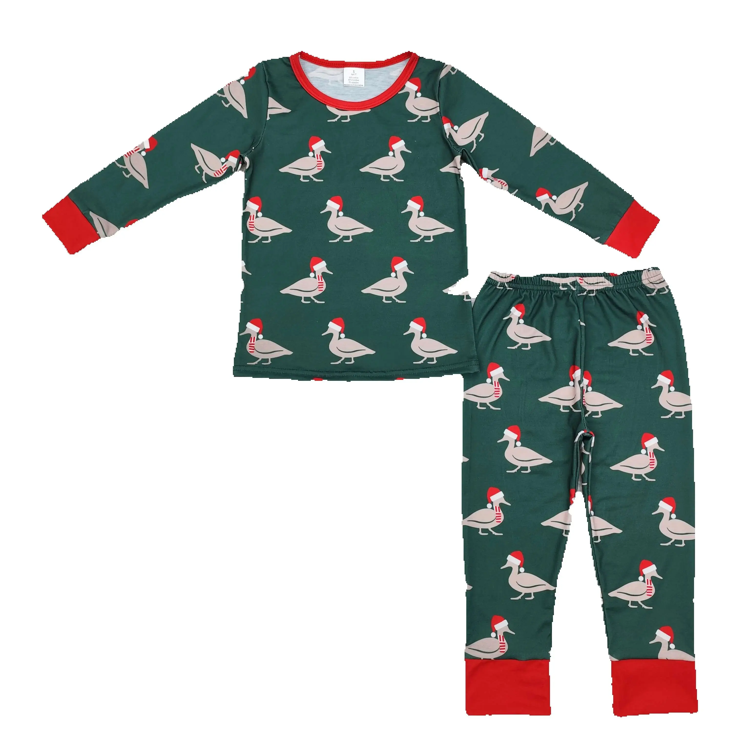 

BLP0903 Kids Boys Autumn Pajamas Outfit Sets Long Sleeves Modal Christmas Duck Green Print With Trousers Children Clothes Rts