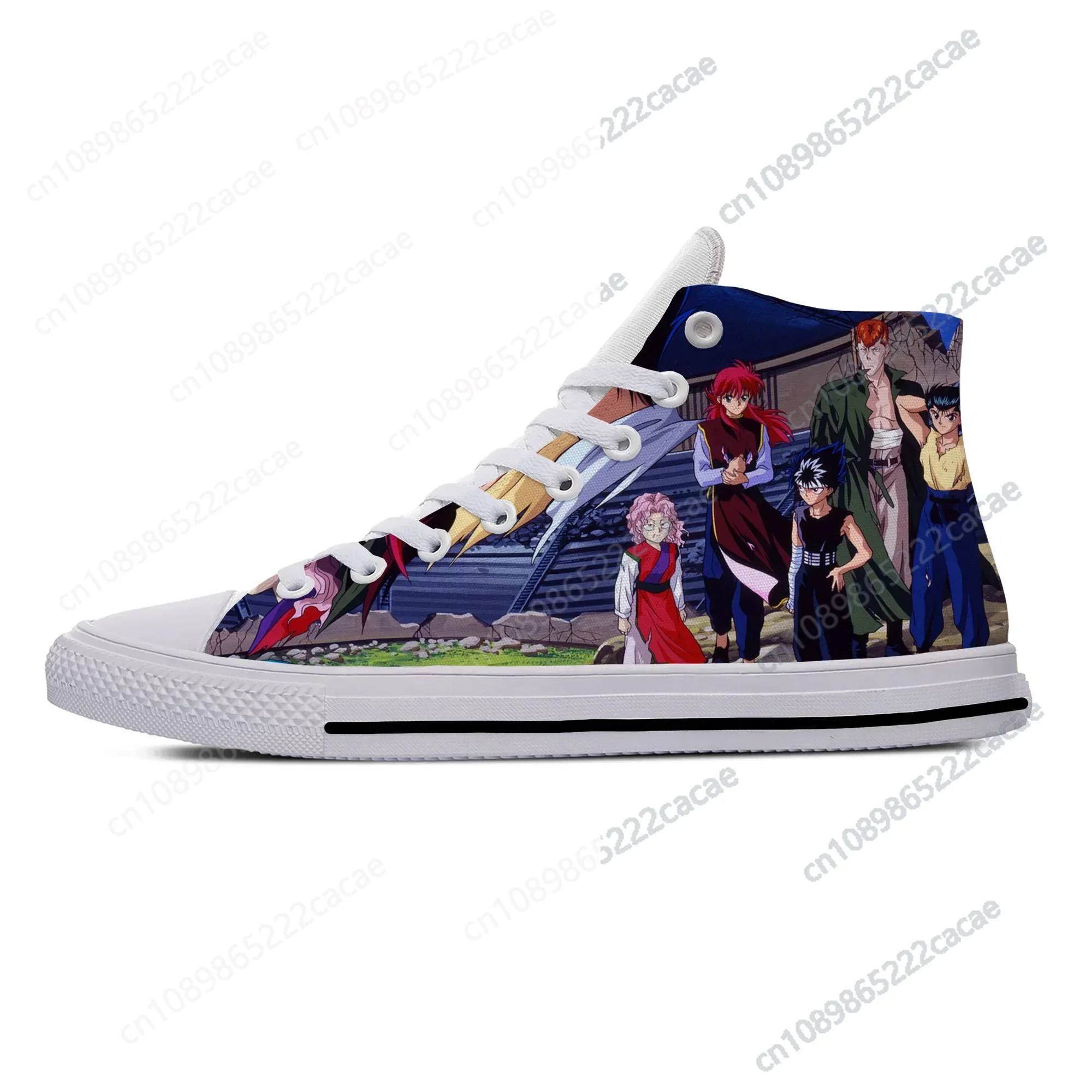 

Hot Japanese Anime Manga Cartoon Yu Yu Hakusho Funny Casual Shoes High Top Lightweight Board Shoes Breathable Men Women Sneakers