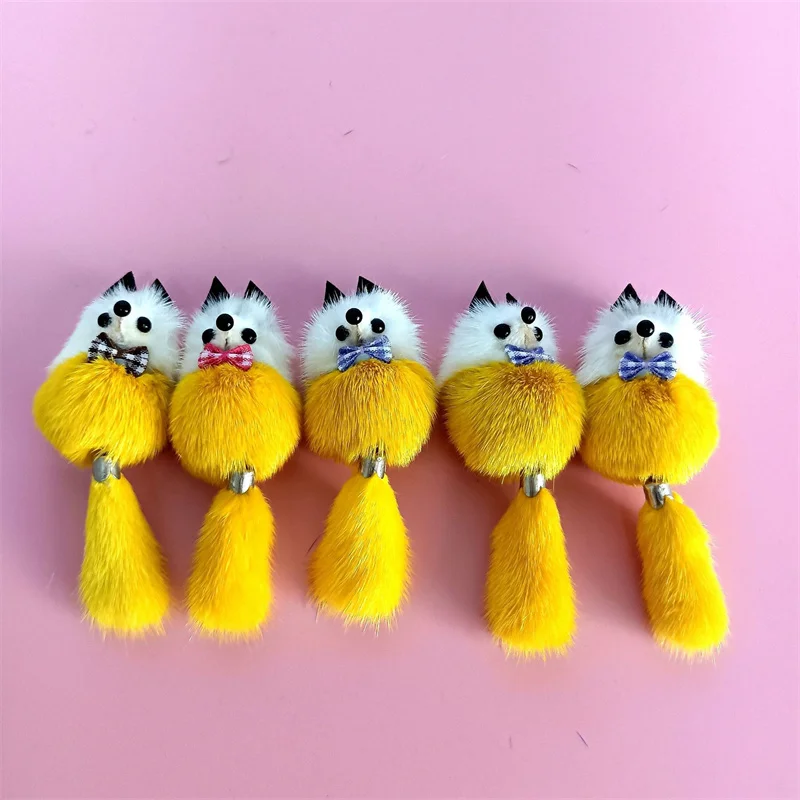 2024 New Creative Personality Mink Hair Fox Key Ring Fashion Bag Pendant Simple Cute Plush Cartoon Fox Charm