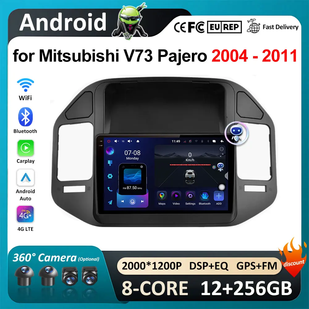 

9-дюймовая навигационная GPS-интеллектуальная система для Mitsubishi V73 Pajero 2004 2005 2006 2007-2011 QLED IPS-экран Wireless Carplay