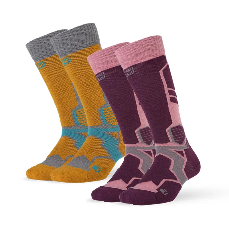 2 pairs Merino Wool Socks, ZEALWOOD Men's Women's  Skiing Trekking Socks Unisex Thermal Warm Winter Snow Cold Thick