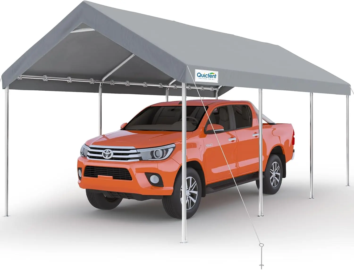 10x20 ft Heavy Duty Carport Car Canopy Galvanized Car Tent Outdoor Boat Shelter with Reinforced Structure - Grey