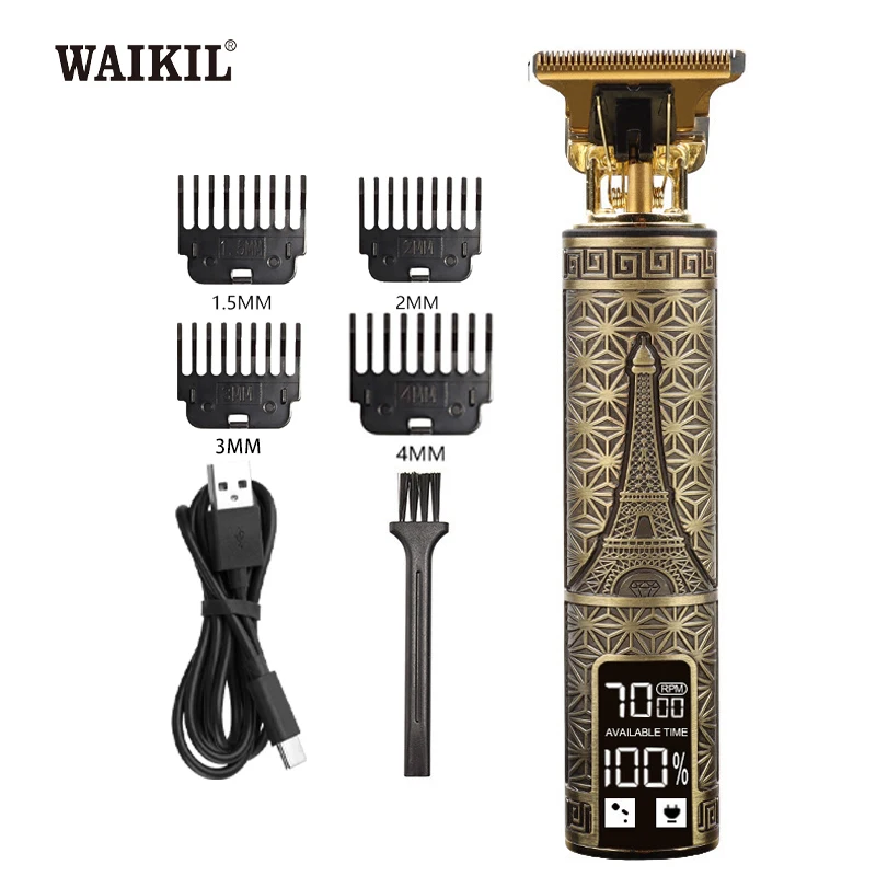 

WAIKIL Men's Electric Hair Clipper Multi functional Hair Trimmer USB Charging Cordless Digital Hair Clipper All metal Shaver