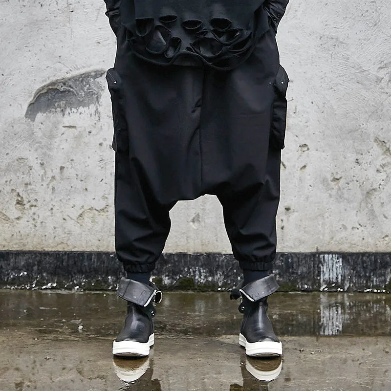 Spring New Men\'s Trend Casual Bottoming Ninth Elastic Loose Straight High Waist Pants