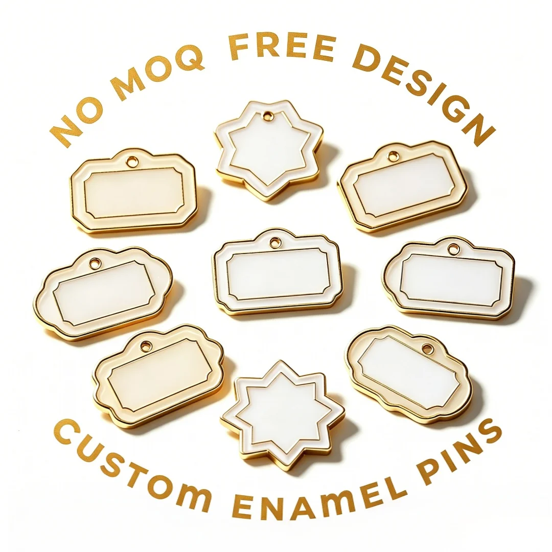 Customizable Blank Name Tag Pins Gold Plated Enamel Badges for DIY Engraving & Custom Design Projects