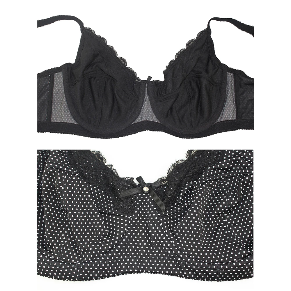 Mierside-Sujetador de lunares para mujer, ropa interior de talla grande, color gris/Negro/marrón, C/D/DD/DDD/E/F/G, D0295