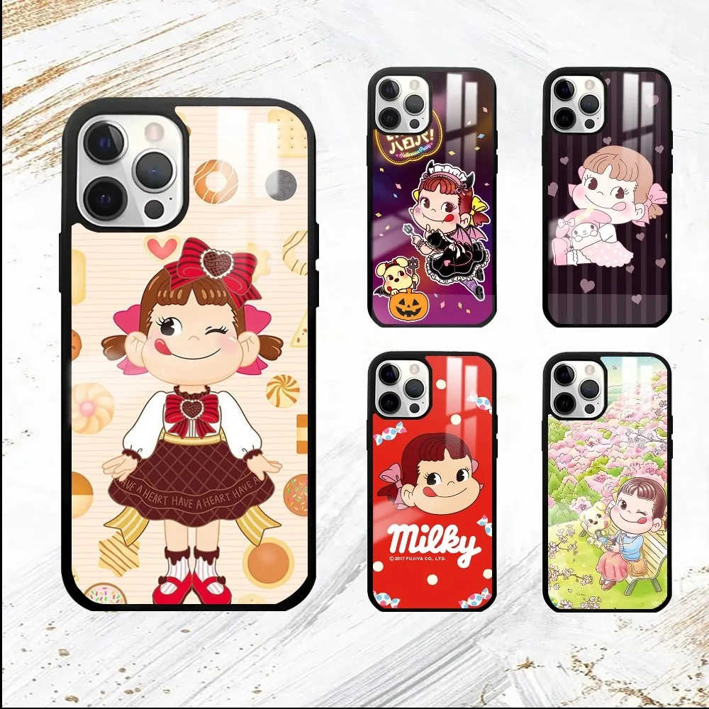 F-Fujiya Milky Peko-Chan Phone Case For iPhone 16 15 14 13 12 11 Pro Max Plus Mini PC Mirror Fashion  phone case