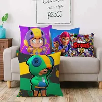 Hot Pillow Covers Cartoon L-L-Leons Spikes B-Brawls Sofa Decorative Home Double-sided Printing Short Plush Cushion Cover