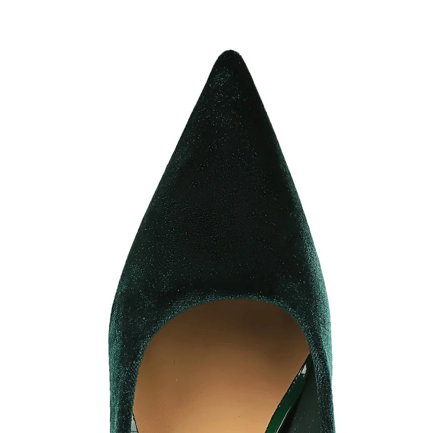 Women New Glam Velvet  6cm High Block Heels Pumps Lady Trendy Royal Blue Banquet Dress Shoes Female Elegant Pointed Toe Shoes view 4