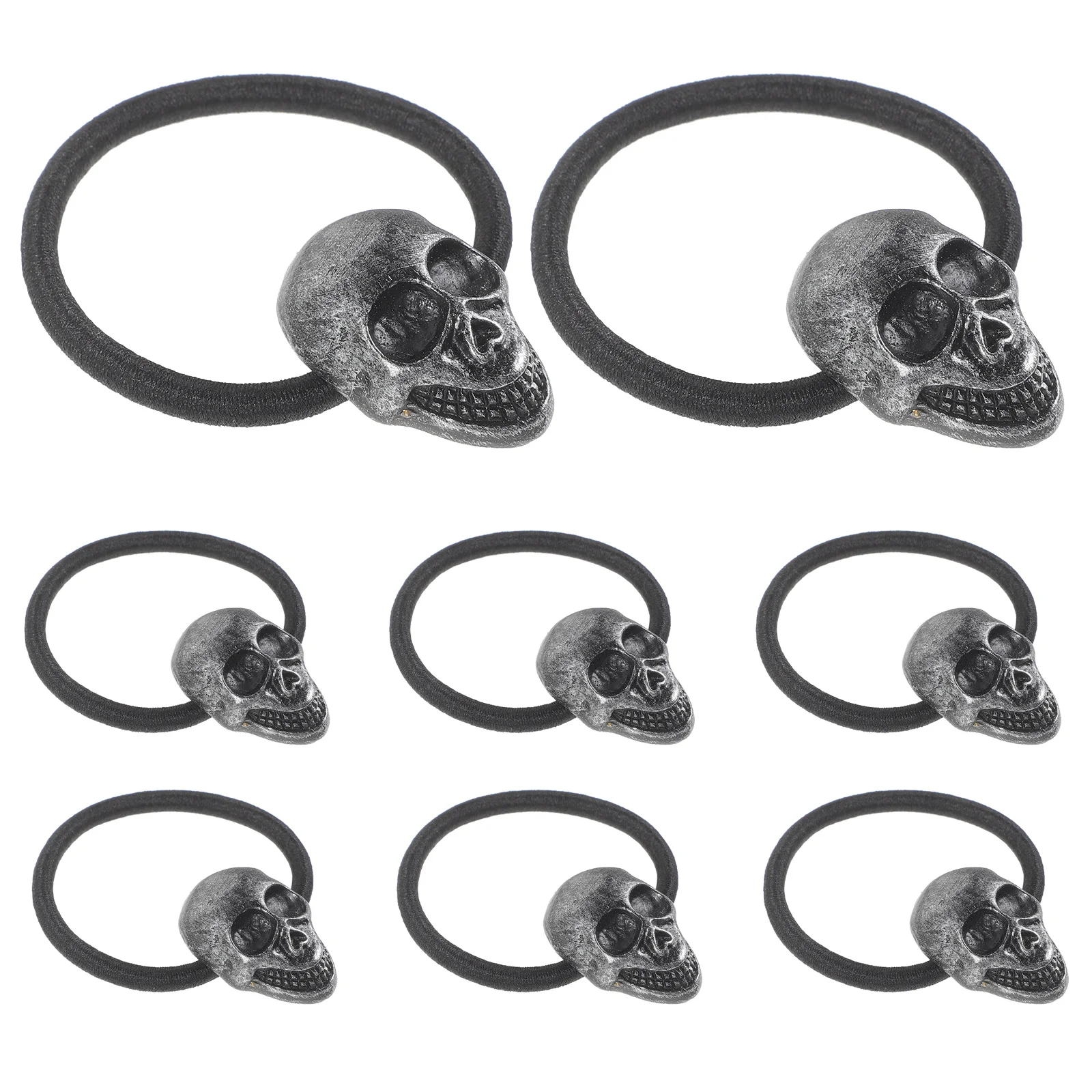 

10pcs Skull Hair Ties Elastic Ponytail Holders Gothic Punk Hair Accessories For Women Halloween Party Use