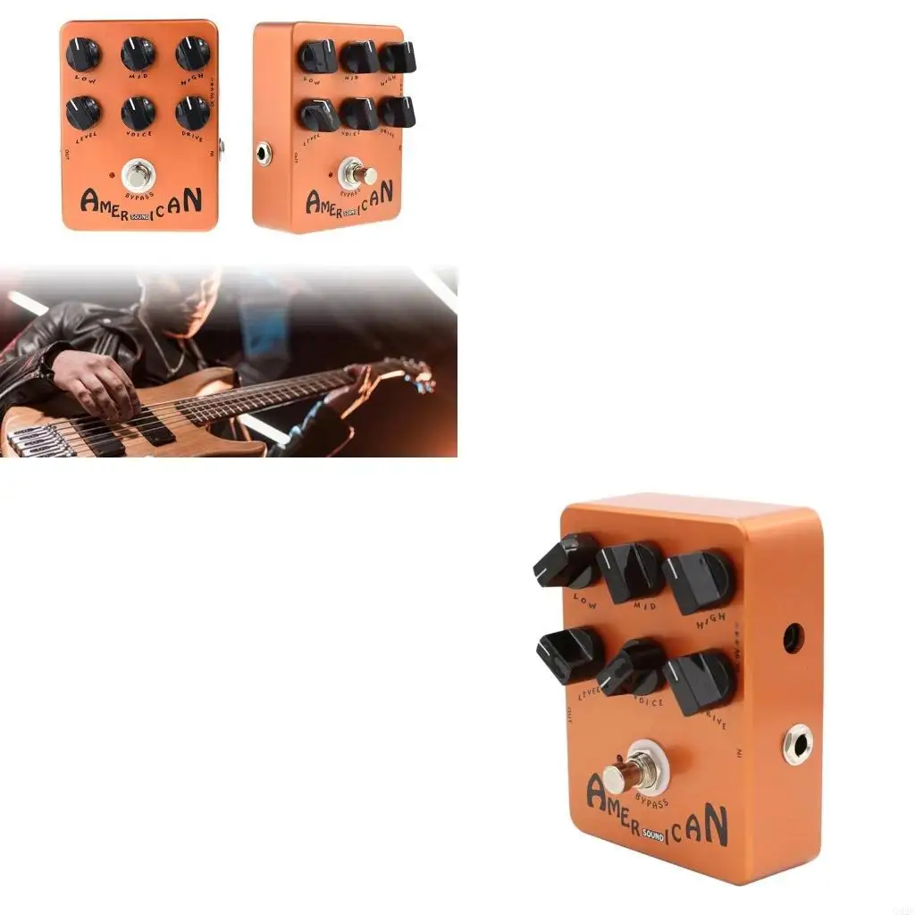 G92C Metal Simulate Distortion Pedal Sound Box with Top Mounted Port Suitable for Electric Guitar with True Bypass Footswitch