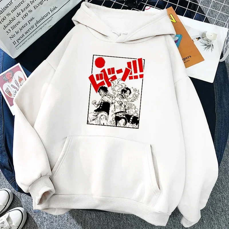 Japanese Anime 90s Graphic Sweatshirt Manga One Piece Gear 5 Hoodie Women Funny Loose Fleece Cartoon Luffy Ullzang Sweatshirts