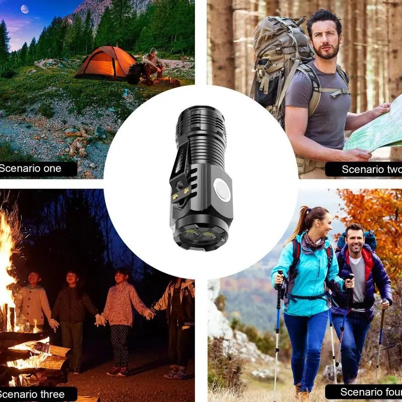 Super Bright Led Flashlight Camping Lantern Flashlight Super Bright Side Light Rechargeable USB Multi-purpose Portable