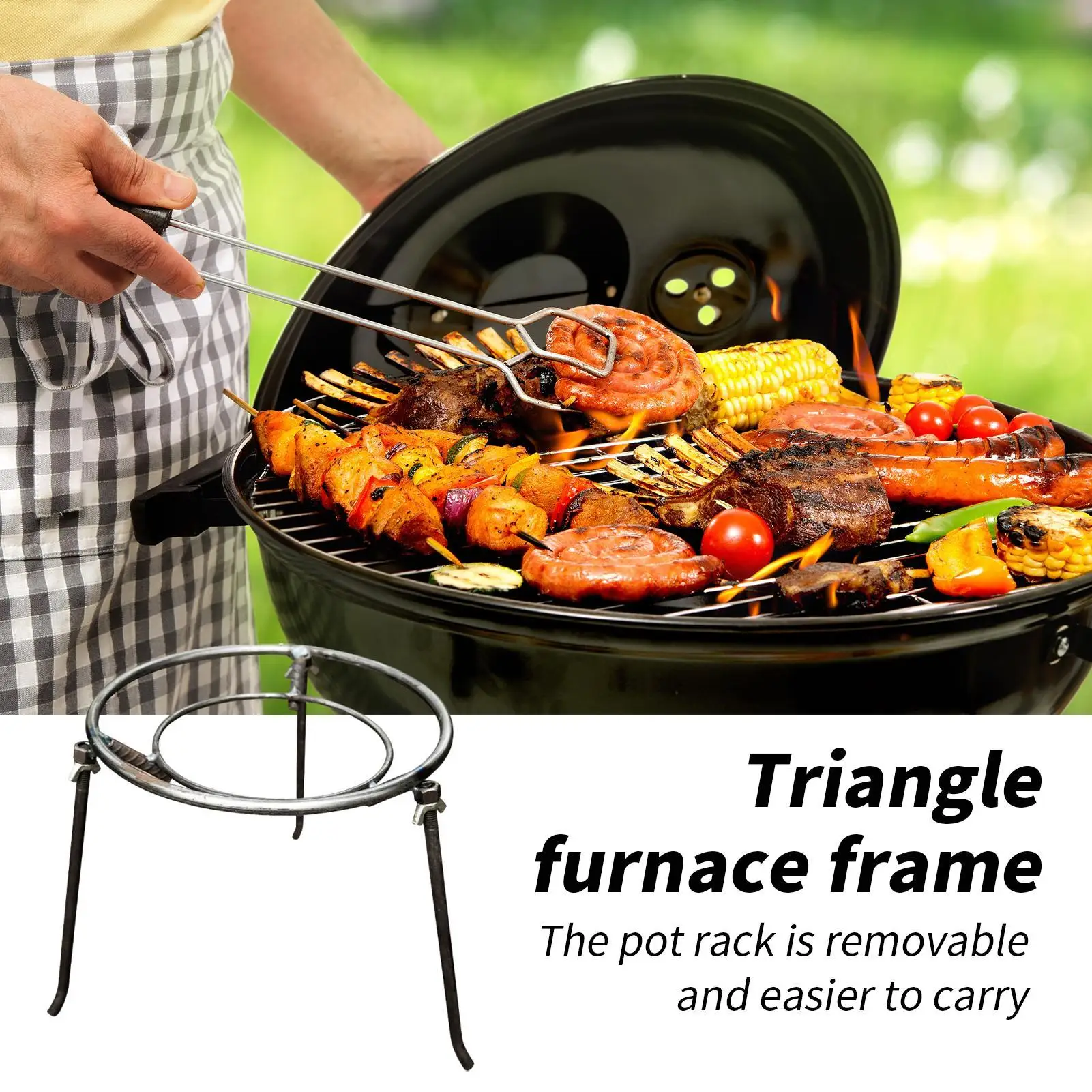 

Campfire Tripod Triangle Stand For Oven Heat Resistant Triangle Furnace Frame For Outdoors Bonfire Kitchen Travel Survival