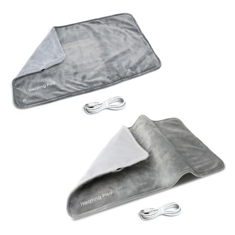 แผ่นทำความร้อนพลังงาน USB, ผ้าห่มขนาดเล็กแบบนุ่มสำหรับการบำบัดความร้อนแบบกำหนดเป้าหมายสะดวกสำหรับวันที่อากาศหนาวเย็น, สีเทา