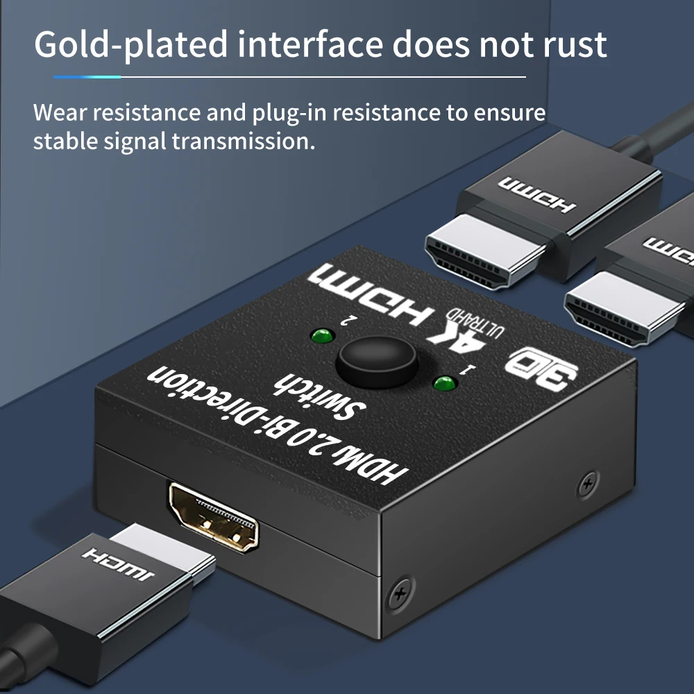 Divisor compatible con HDMI 4K, conmutador KVM bidireccional 1x2/2x1, salida 2 en 1 para PS4/3 TV Box, adaptador de conmutador