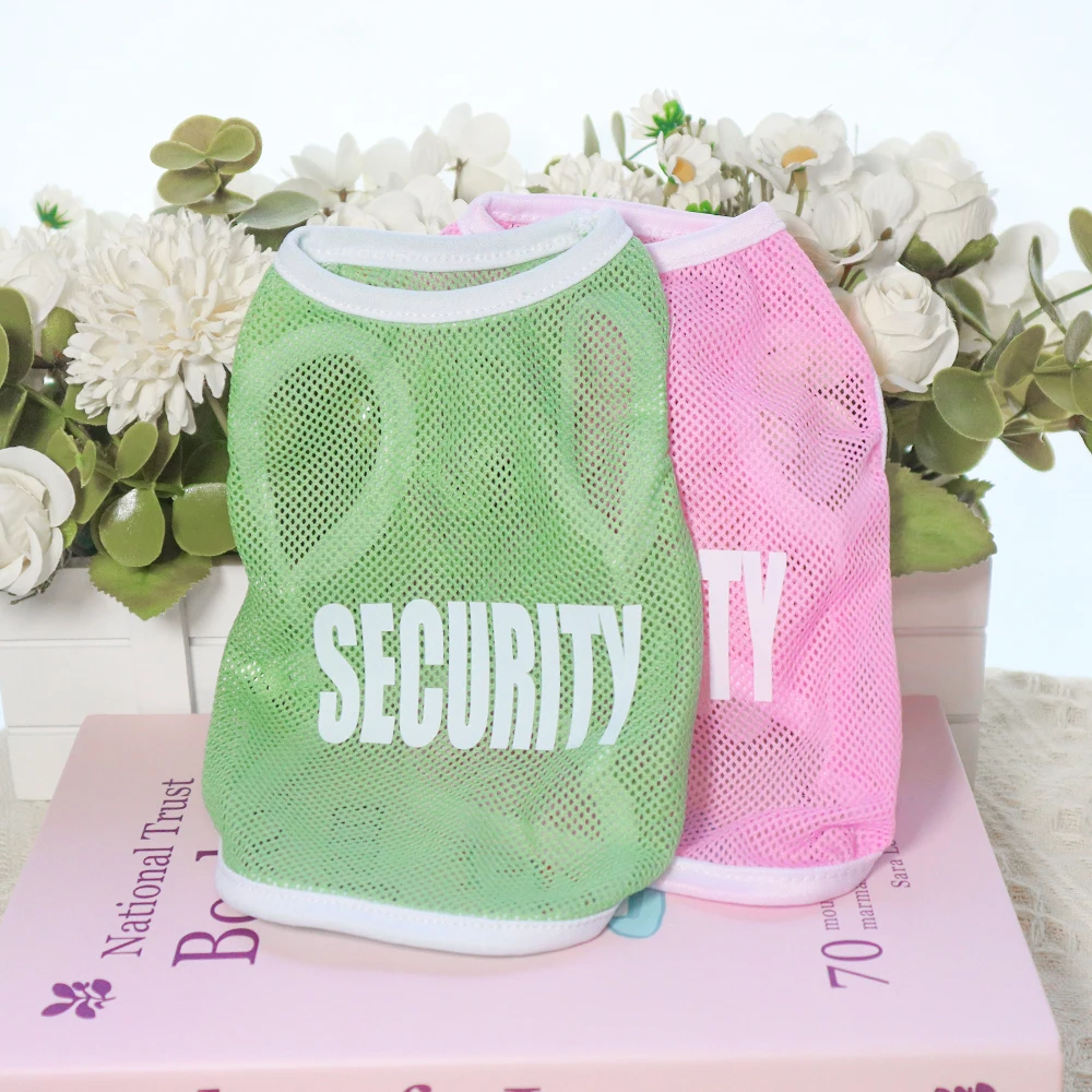 Cat and Dog Universal Summer Clothes Mesh Breathable Letter Printing Thin Size Large Dog Tank Top Golden Bears