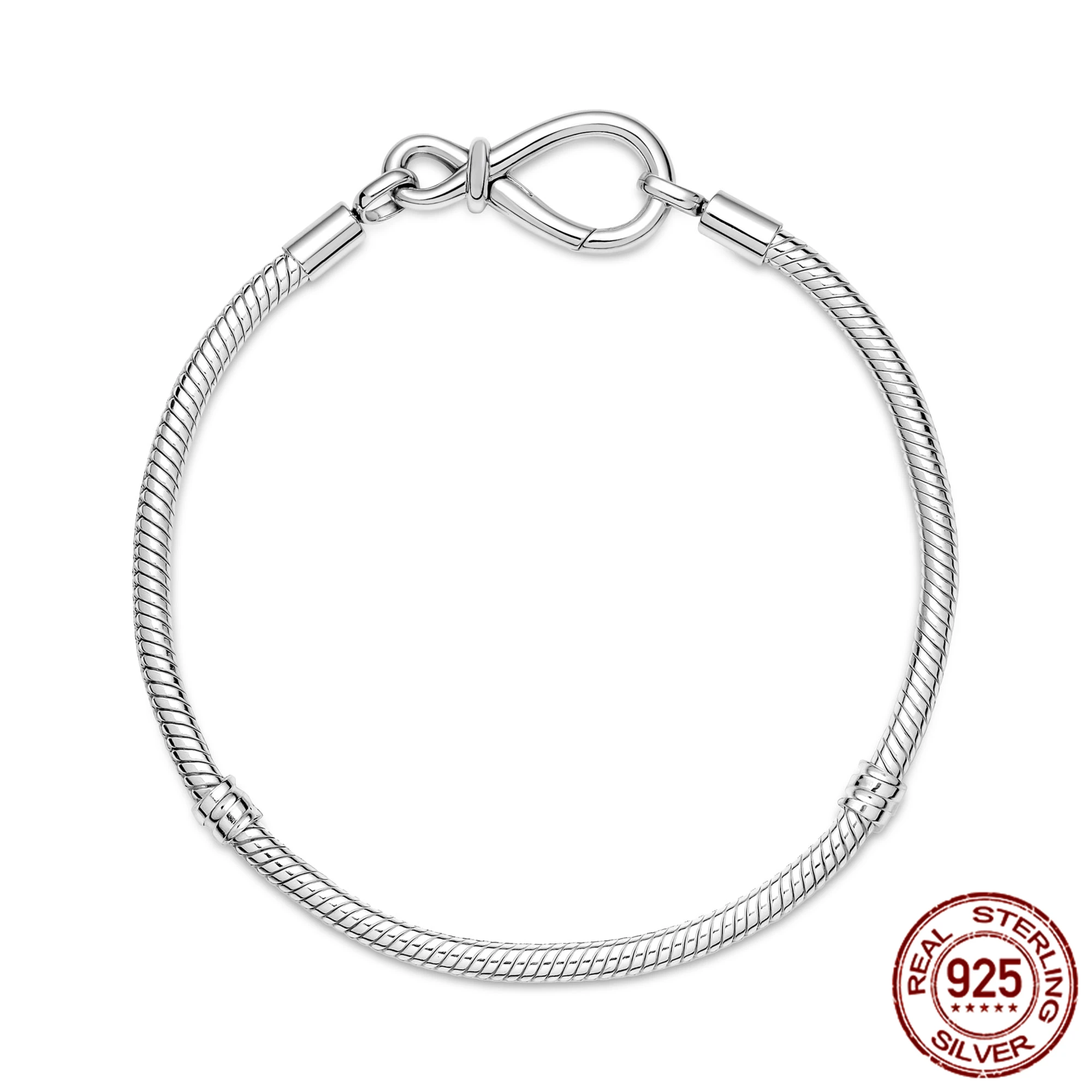 2022 Fashion Women Bracelet Silver Color Moments Infinity Knot Snake Chain Bracelet Fit Women Bracelet Jewelry Gift Making