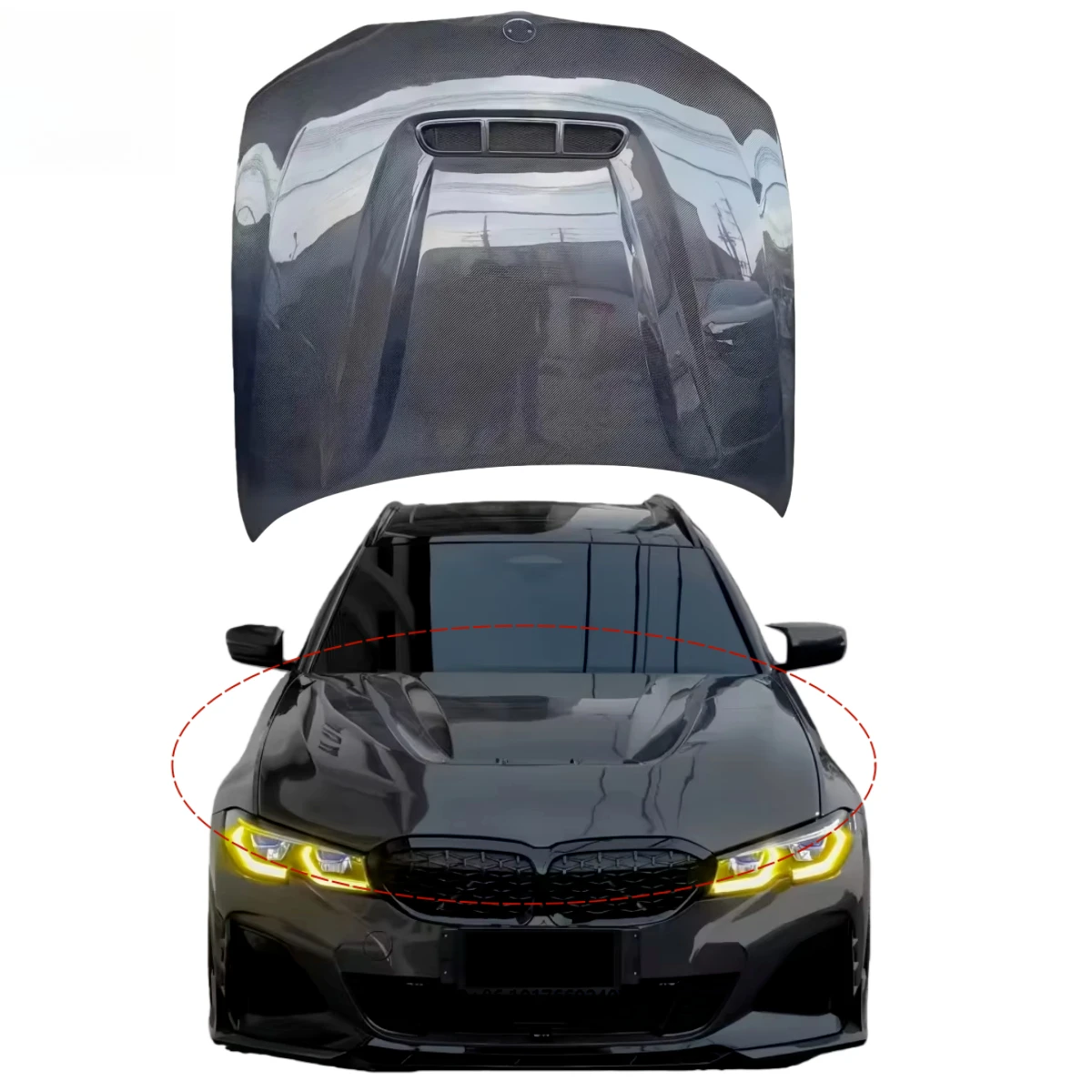 

Suitable for G20 G28 320i 330i forBMW 3 Series 2019-2023 Vent Carbon Fiber Engine Hood Engine Cover