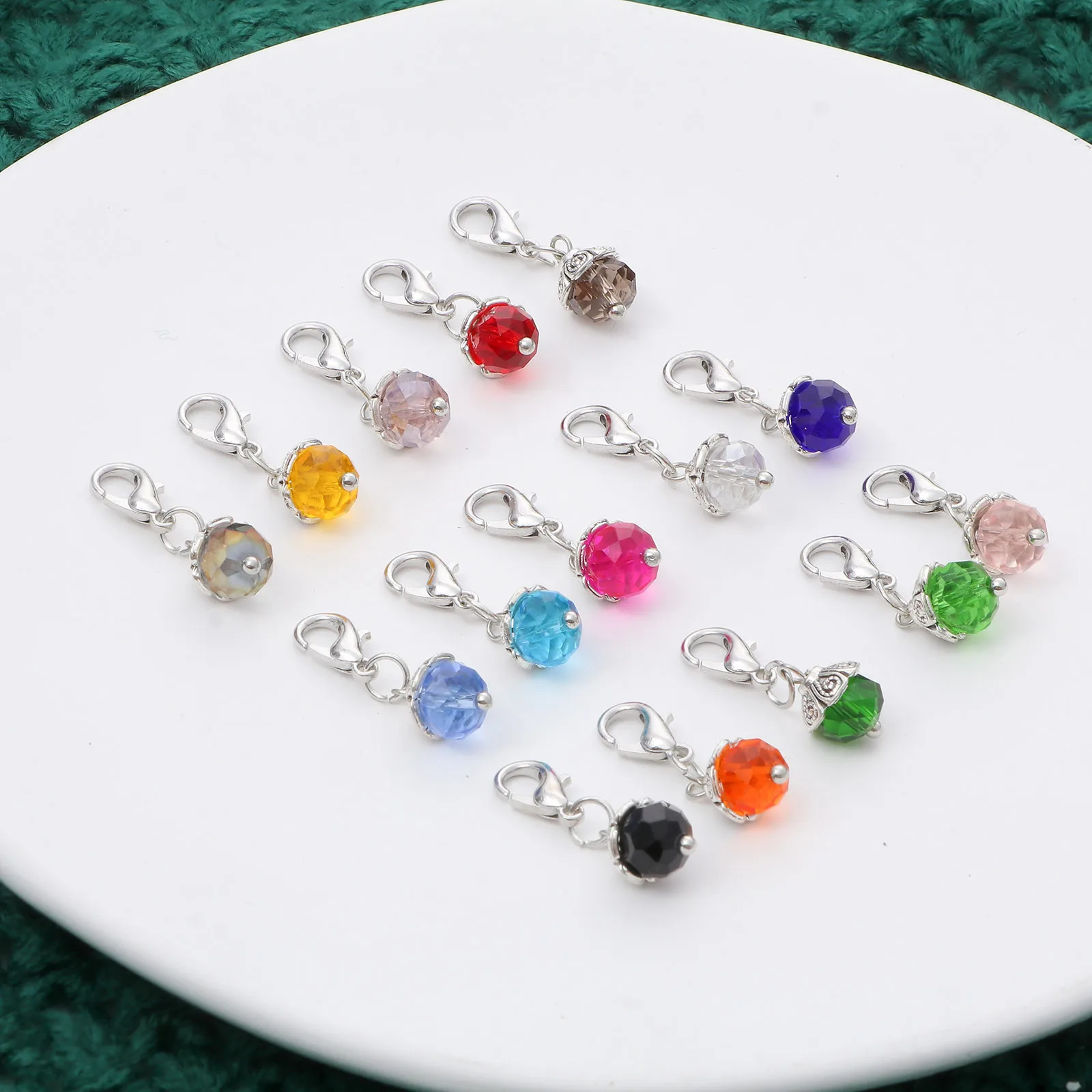 5PCs  Alloy Birthstone Knitting Stitch Markers Multicolor Glass Clip On Charms Crochet Latch DIY Craft Marker Needle Clip Tools