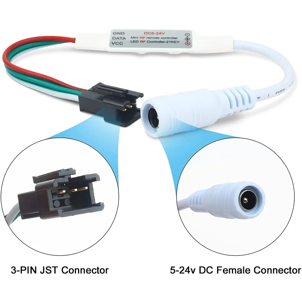 3-PIN LED Controller RF Wireless Remote Control DC5V/12V/24V Mini Controller for Dream Color WS2812B WS2812 WS2811 Light Strip