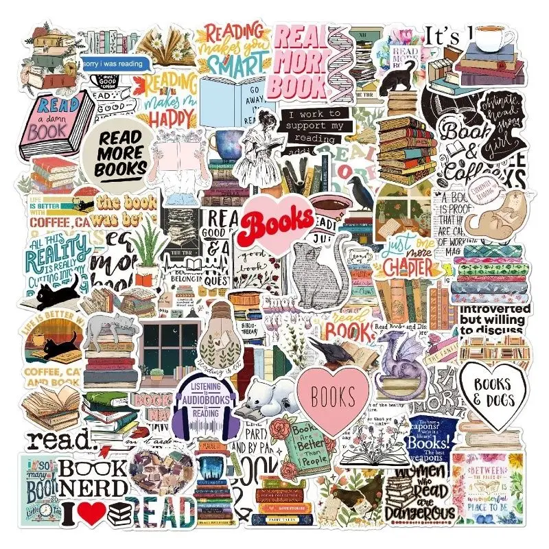 

100 Reading Graffiti Vintage Sticker Waterproof Decorative Cartoon Stickers for Retro Scrapbooking Notebooks Luggage Accessories