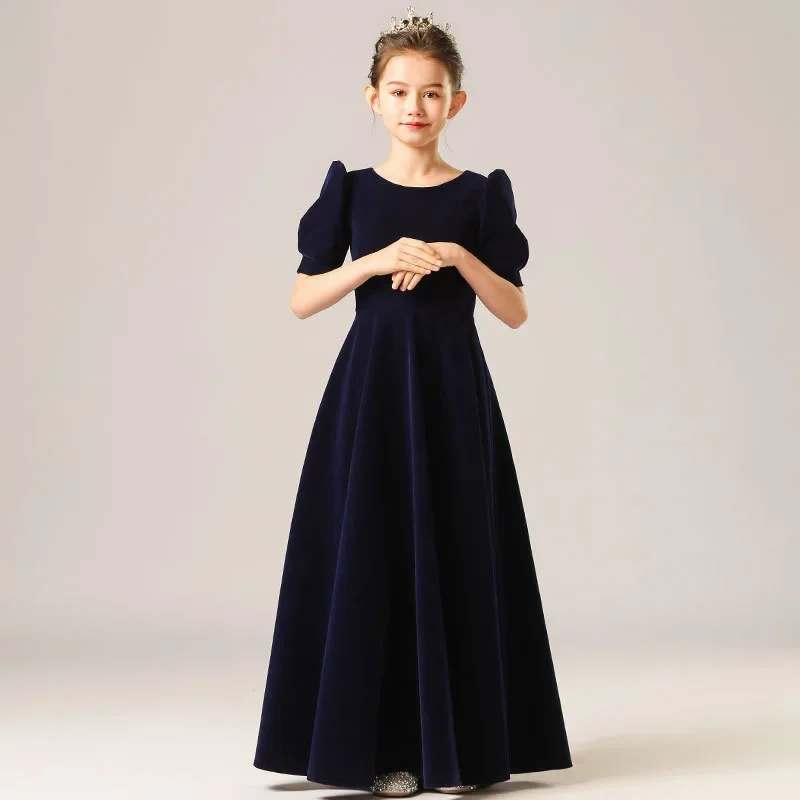 Teens elegant Velvet Long Prom Dresses For Girls Children Carnival Costume kids Wedding Party Evening Ball Gown 10 12 14 Years